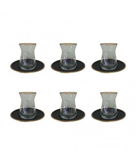 Tasses à thé noir et or - lot de 6