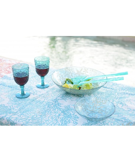 Blue sea glass salad bowl 33x33x9cm