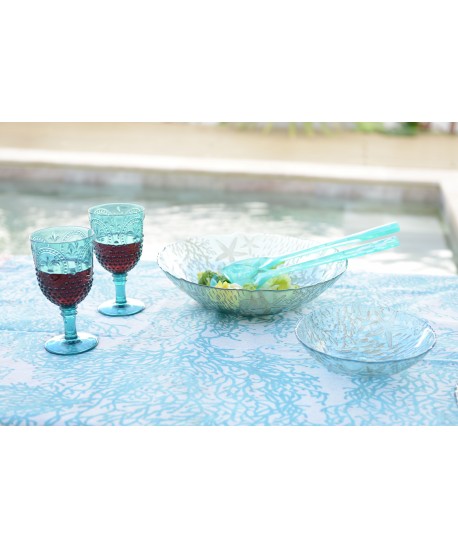 Blue sea glass salad bowl 33x33x9cm