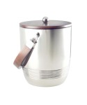Double-walled ice bucket with wooden handle & lid 19x19x24cm