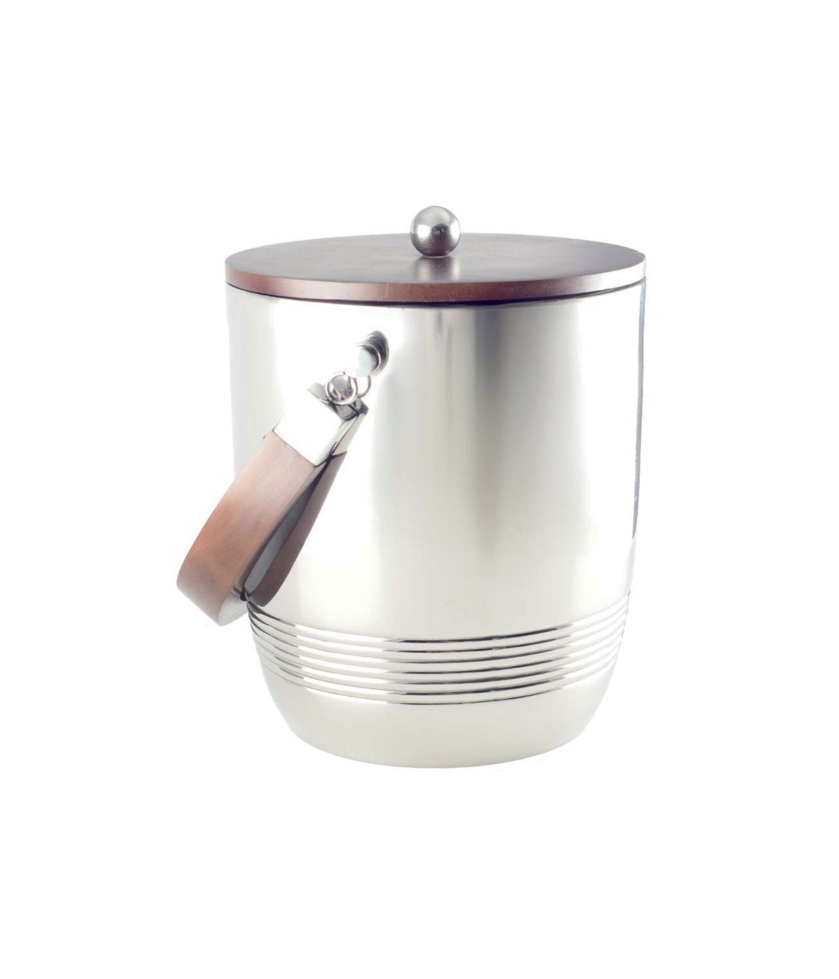 Double-walled ice bucket with wooden handle & lid 19x19x24cm