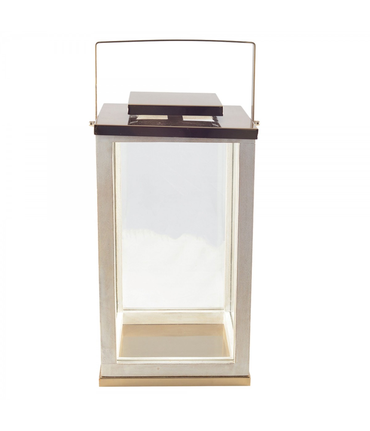 Small square glass lantern 25x25x47cm