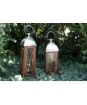 Lanterne en bois et verre grand modèle 23x23x77cm