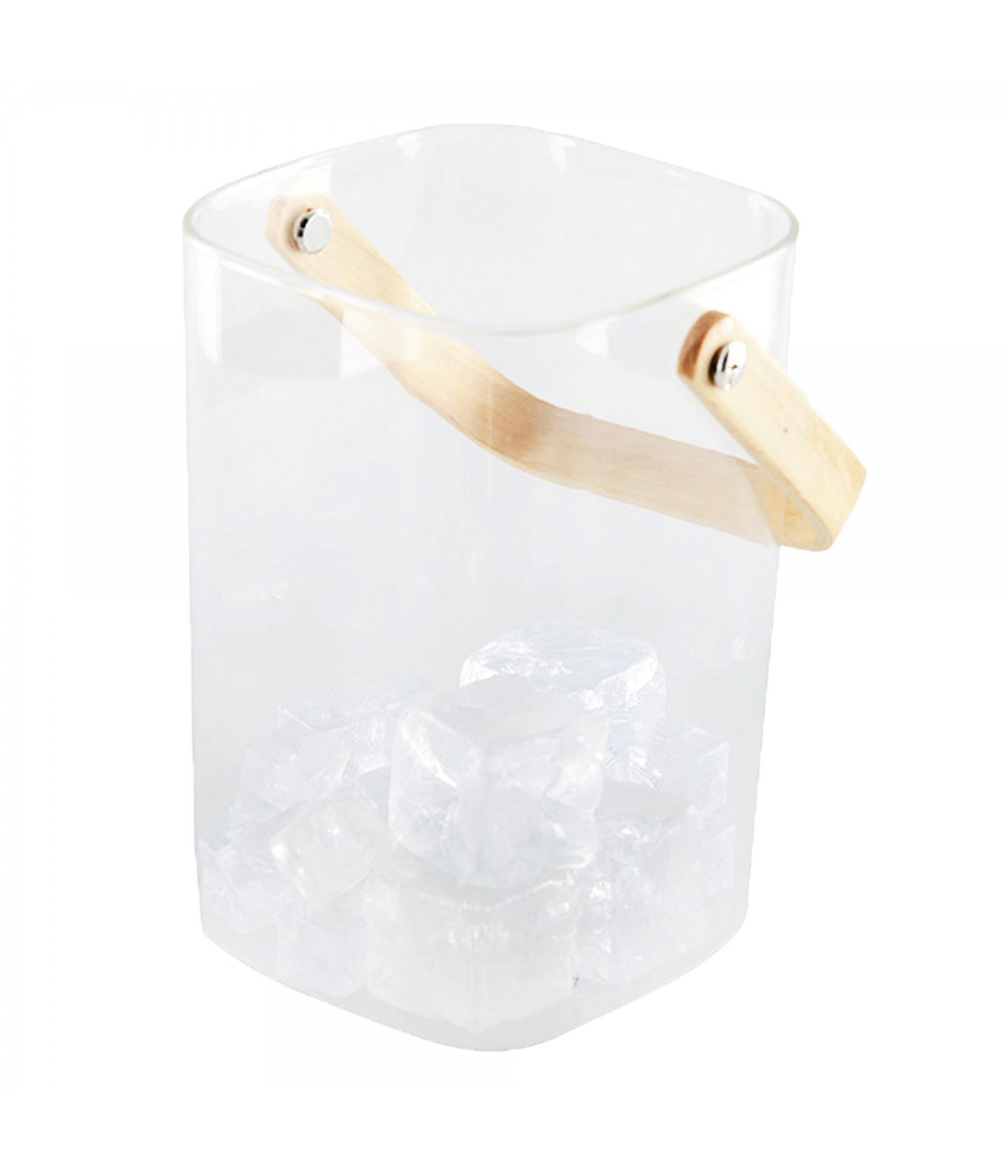 Ice bucket with wooden handle 11.5x11x15.5cm