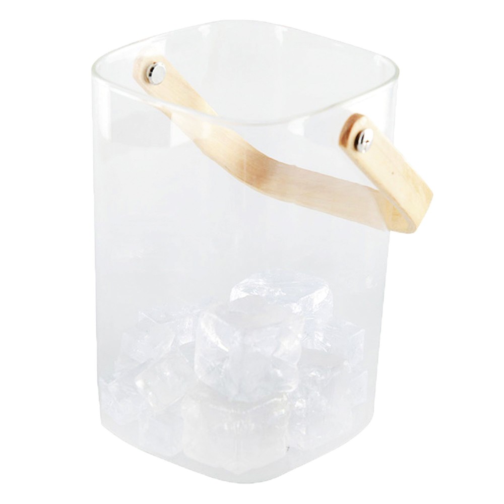 Ice bucket with wooden handle 11.5x11x15.5cm