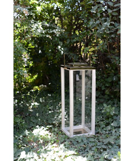 Small square glass lantern 25x25x47cm