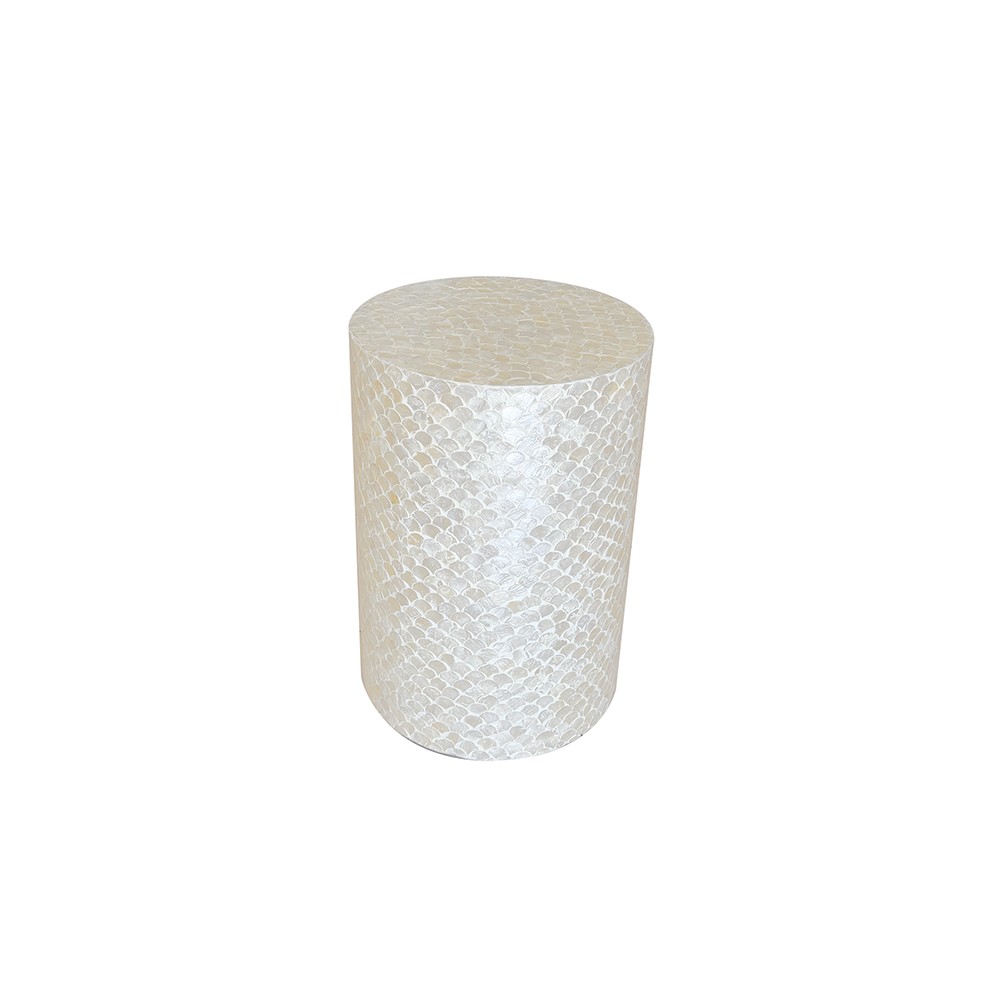 Pearl white pouf 33x33x48cm