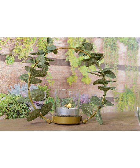 Round floral candle holder