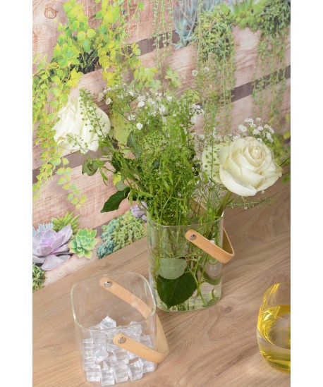 Ice bucket with wooden handle 11.5x11x15.5cm