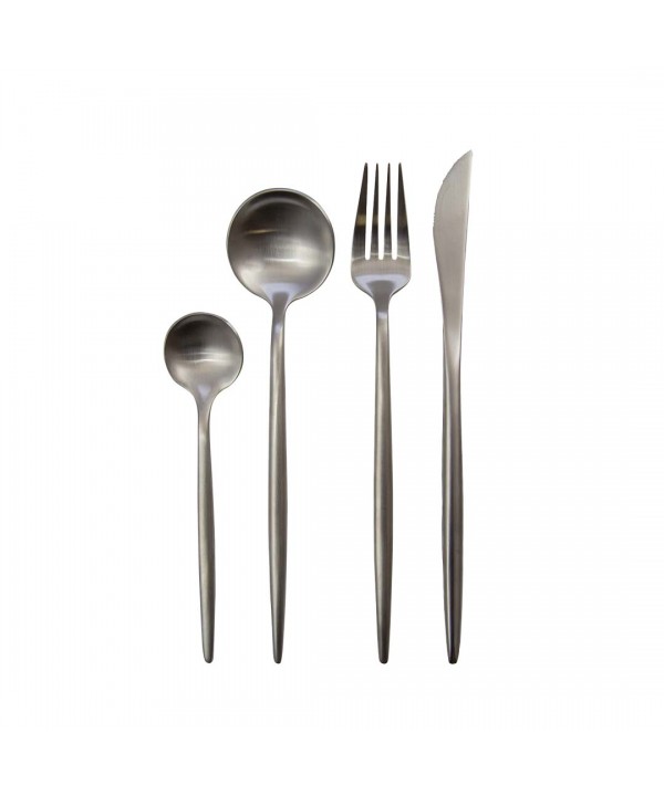 Ménagère 24 pièces argent mat contours arrondis