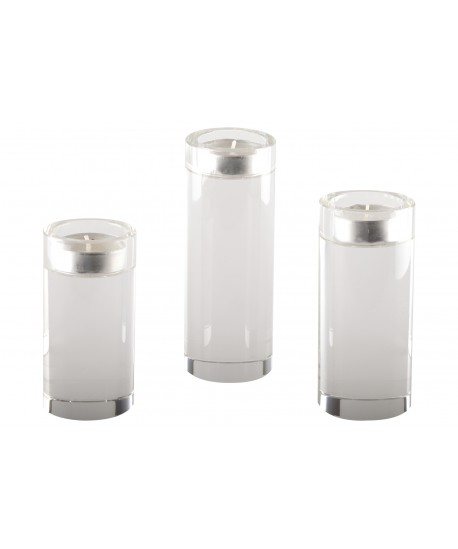 Bougeoir rond haut en verre h.10 cm