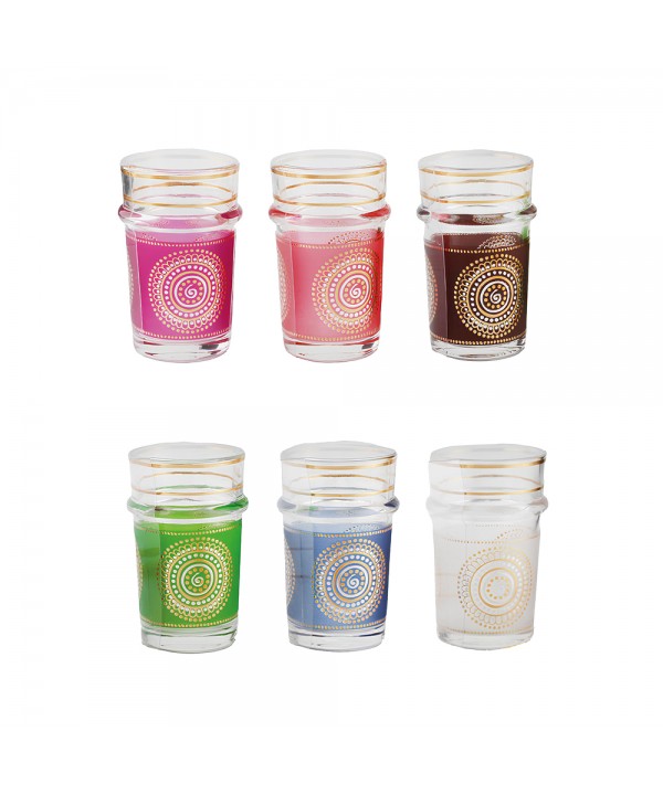 Tasses à thé dorées arabesques 6 couleurs - lot de 6