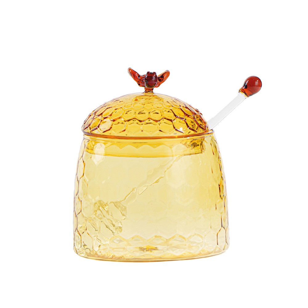 Amber honey pot 9.5x9.5x11.2cm