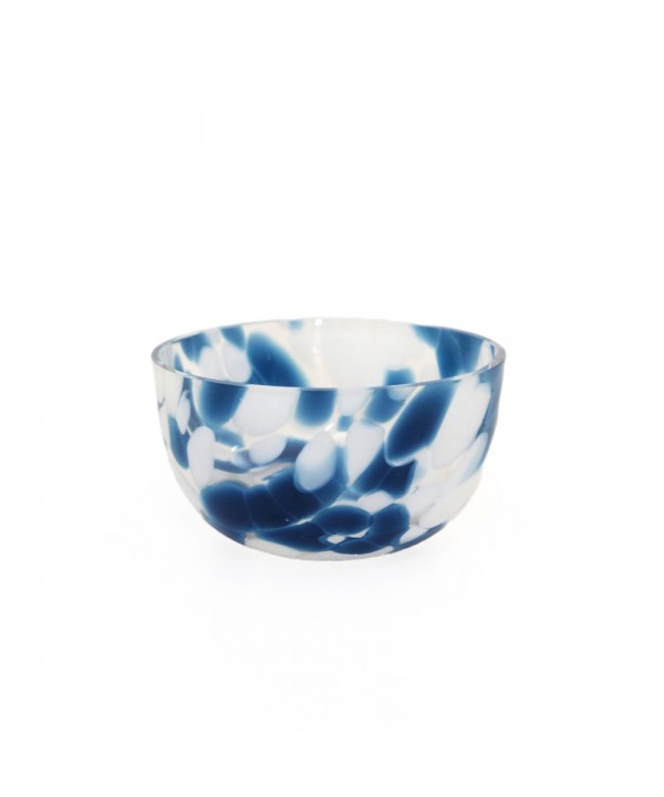 Coupelle bleue et blanche en verre 11x11x6cm