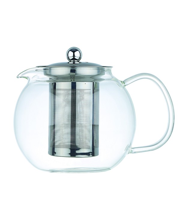 Theière boule 1,3 litres avec filtre et couvercle inox 