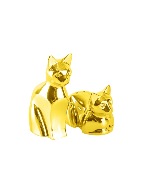 Salière et poivrière chat doré