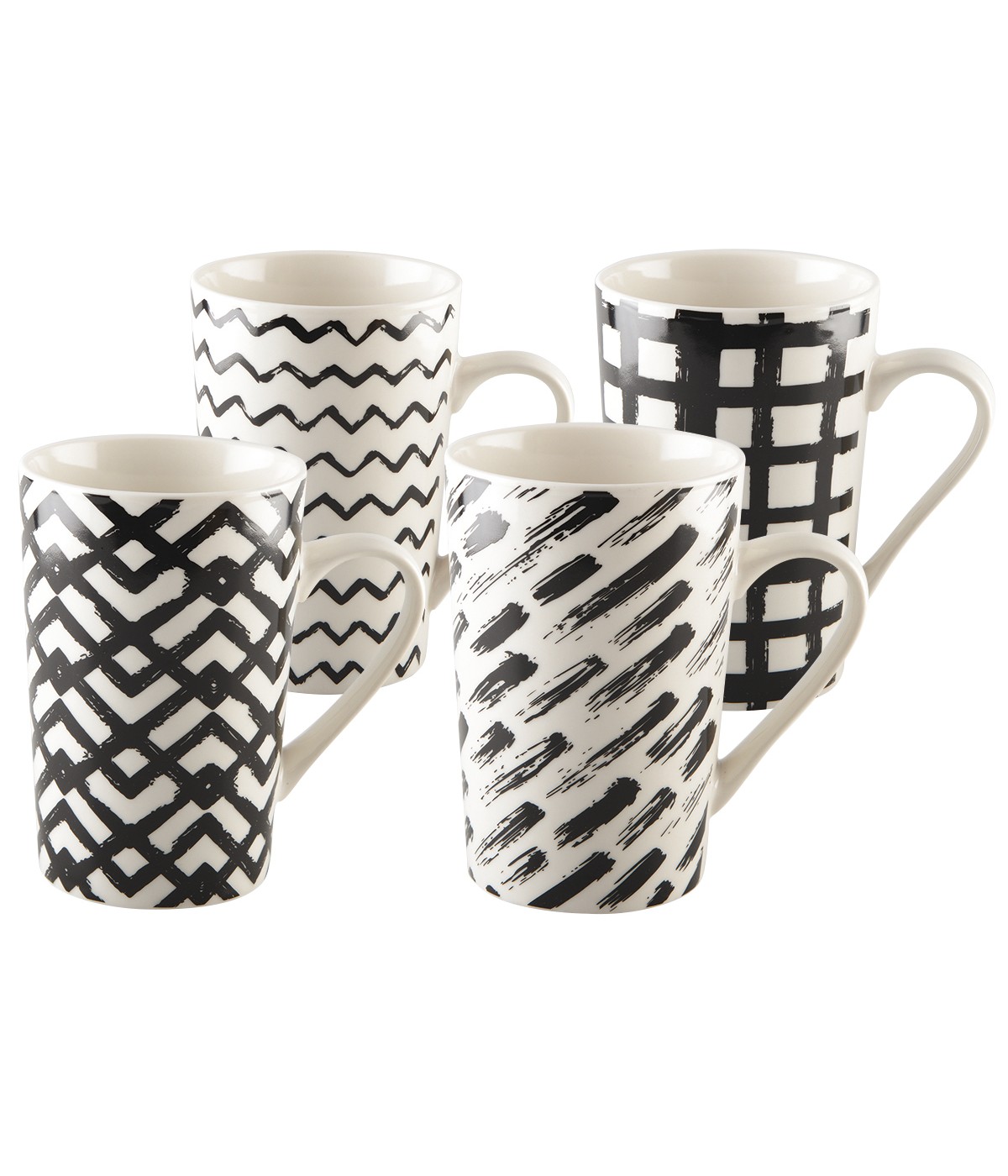 Mugs 450ml noir & blanc - lot de 4