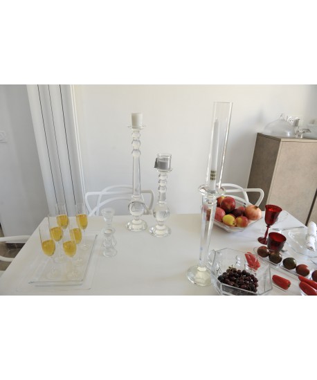 Rounded glass candle holder H.60cm