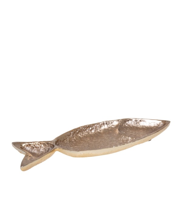 Coupelle plate dorée poisson 33x11x2.5cm