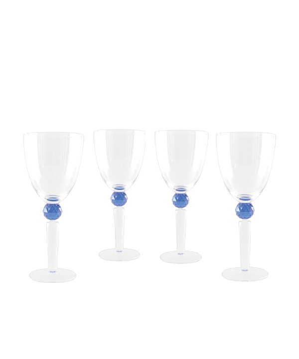 Wine glasses with blue diamond stem - set of 4