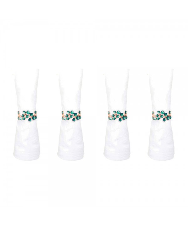 Lot de 4 ronds de serviettes dorés avec diamants verts