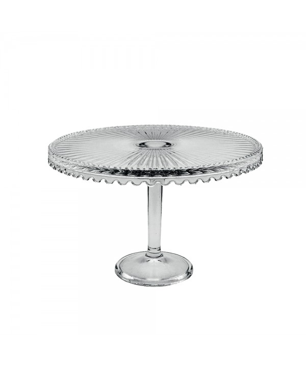 Plat à tarte sur pied en verre grand modèle 32x32x21cm