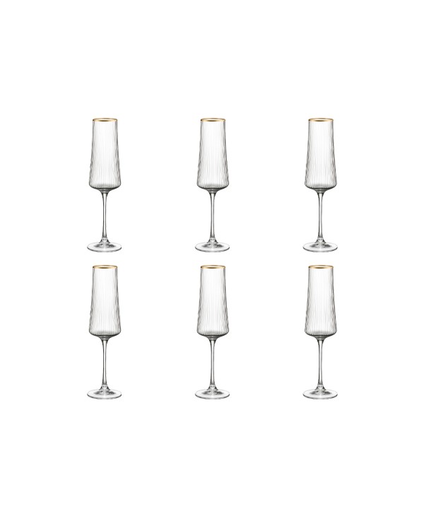 Flûtes à champagne bord doré 210ml - lot de 6