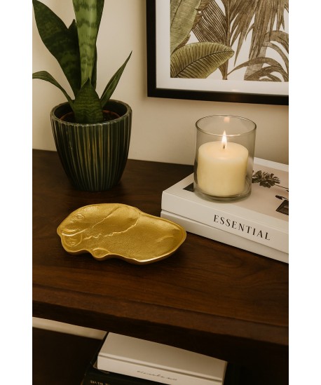 Coupelle en verre dorée éléphant craquelée 15x22x2cm