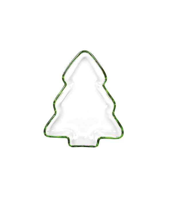 Glass cup Christmas tree red border 20x17x2.5cm