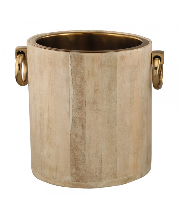 White wood and gold metal champagne bucket 25x30x28cm