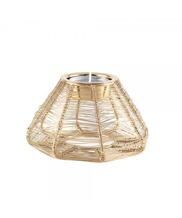 Tapered candle holder golden thread 11x11x6cm