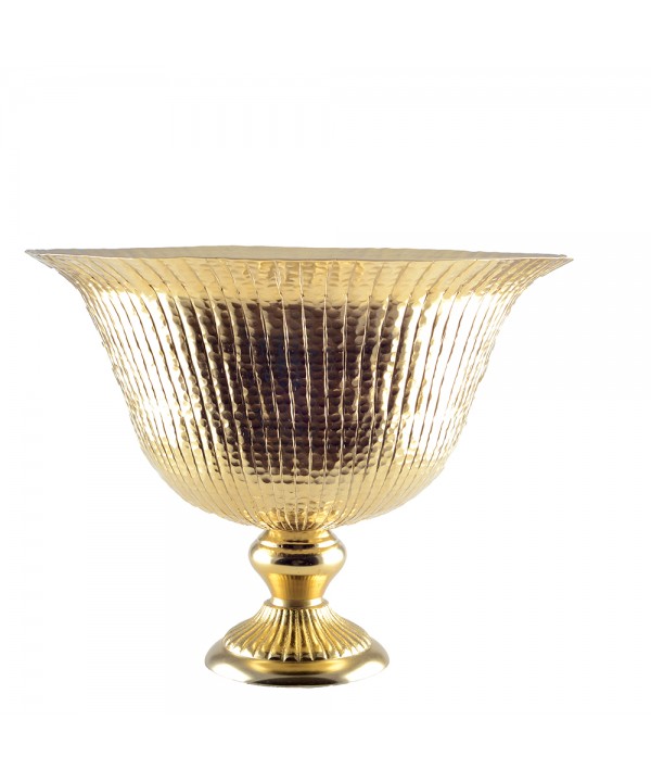 Shiny gold bowl on foot 41x41x33.5cm