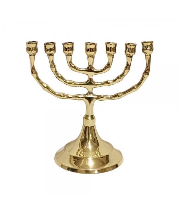7-light gilded metal menorah h13cm