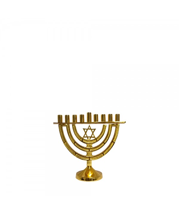9-light gold-plated aluminum menorah h30cm
