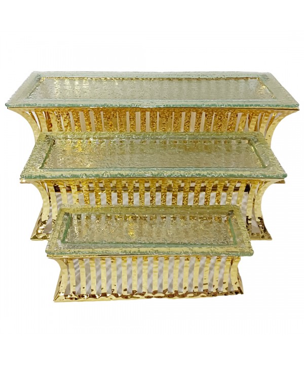 Golden dessert stands - set of 3
