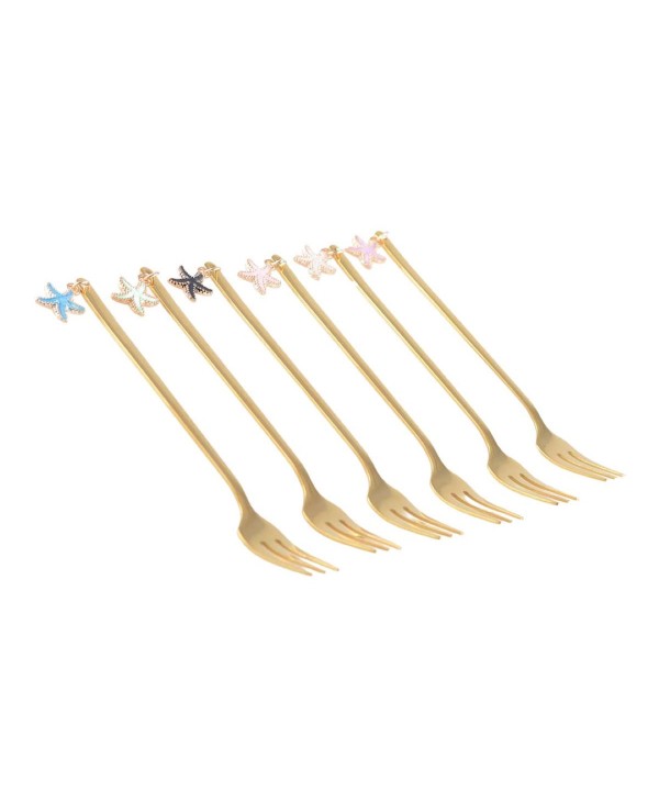 Golden star dessert forks - set of 6