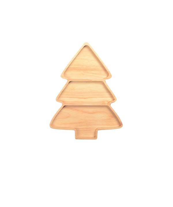 Wooden Christmas tree tray with 3 compartments