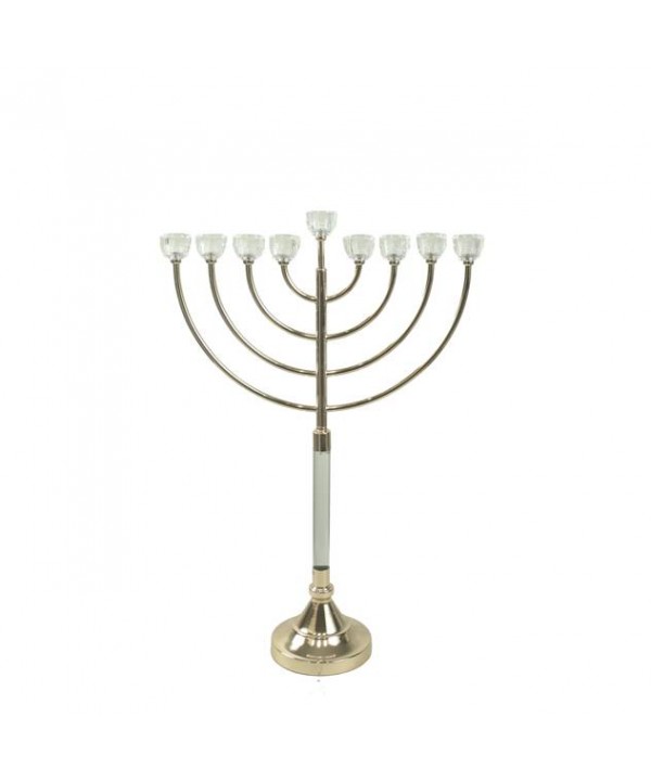 Golden menorah on stand 46x15x65cm