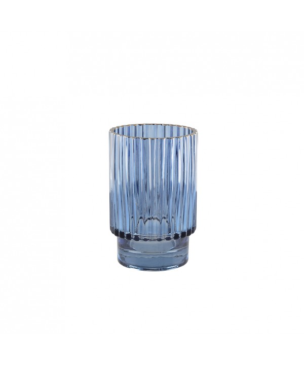 Dark blue vase with golden rim h.15cm