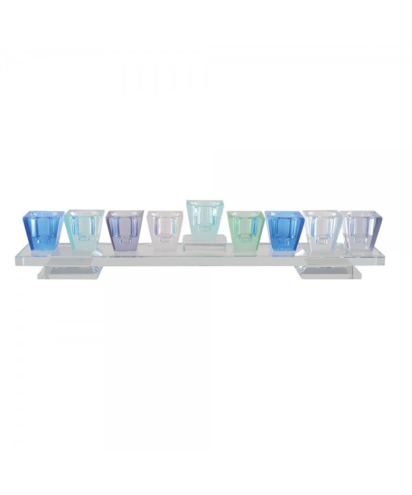 Blue glass menorah