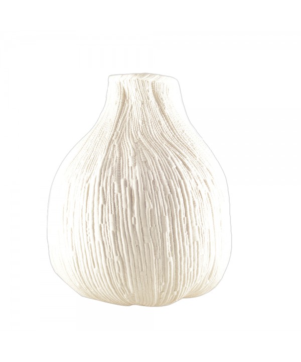 Large creamy white round vase 29x29x32cm