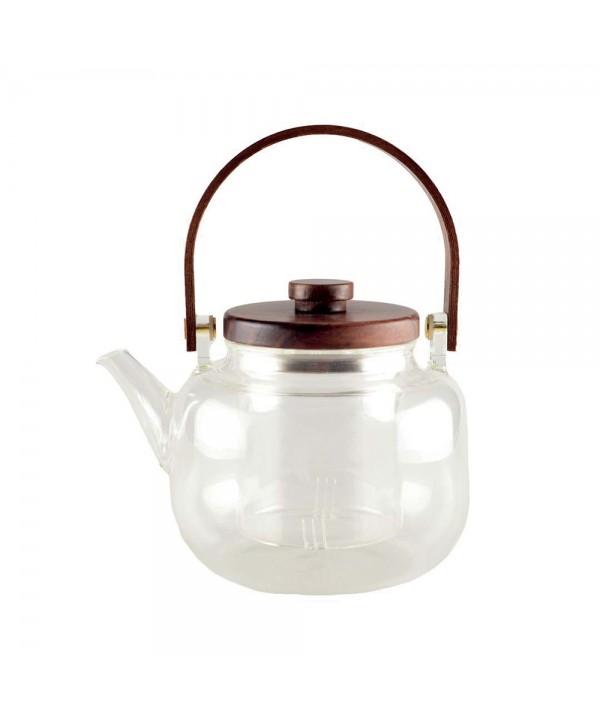 Glass teapot with wooden handle 17x14.8x12.5cm