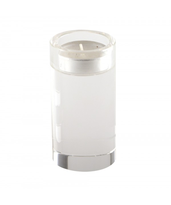Tall round glass candle holder h.10cm