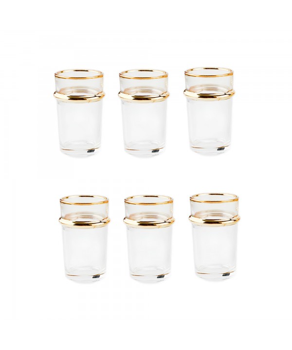 Golden rimmed glass tea cups 175ml - set of 6