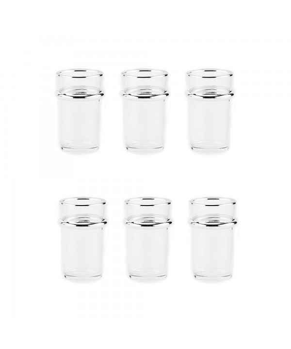 Glass tea cups with silver rims 175ml - set of 6