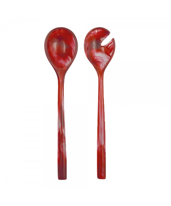 Red resin salad servers
