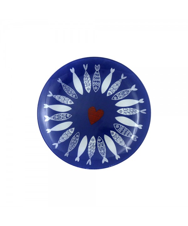 Dark blue fish plate 20x20x1.3cm - set of 6