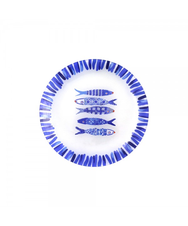 Blue fish dessert plate 20x20x1.3cm - set of 6