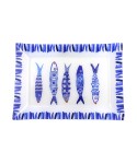 Rectangular blue fish plate 35x25x2.8cm