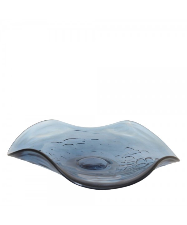 Blue glass decorative bowl 30x30x6.5cm